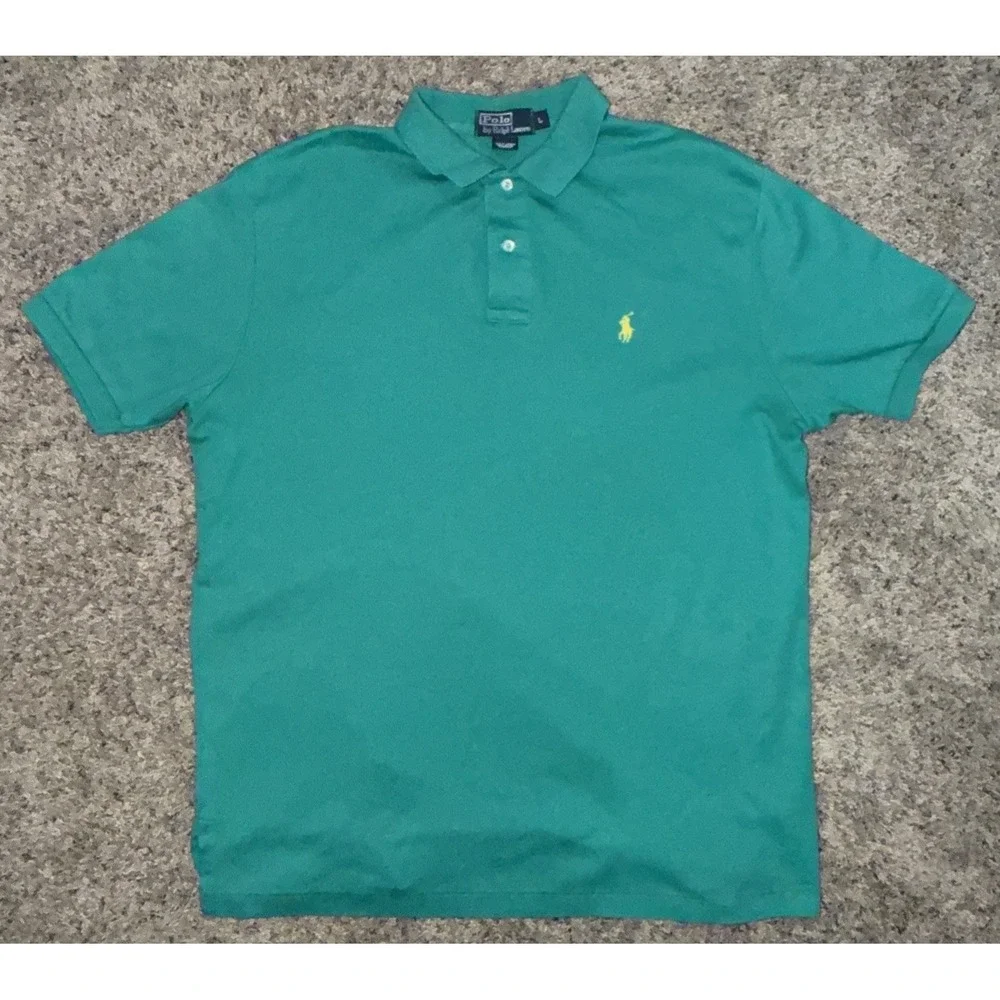 Polo by Ralph Lauren Men's Size Large L Teal/Green Polo Cotton Shirt‎
